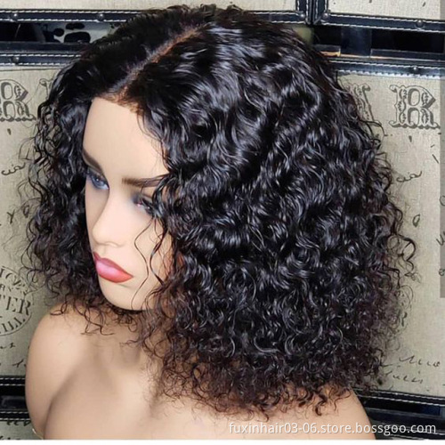 Vietnamese Short Loose Curly Human Hair Wigs Lace Front Deep Part Pixie Cut Short Curly Hair Bob Wigs For Black Women Perruque
